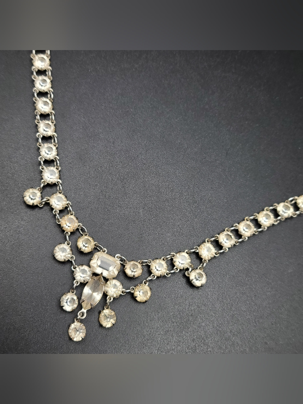 Antique Beautiful Vintage 12k Gold Filled Paste Festoon Necklace 1920s–1930s